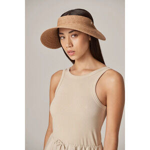 Helen Kaminski Maris Raffia Straw 3/4 Brim Sun Vizor Hat